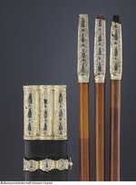 Garnitur von 3 Wurfspießen mit Köcher